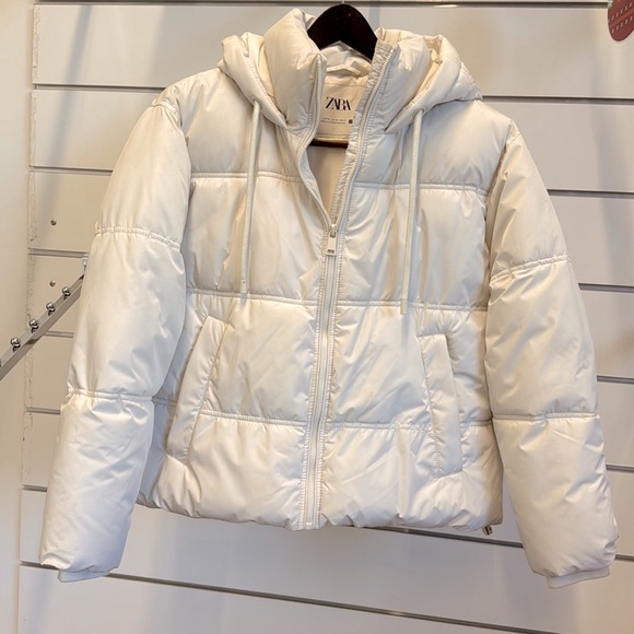 Zara Winter White / Cream Oversized Puffer Jacket Size XS - Picture 7 of 8